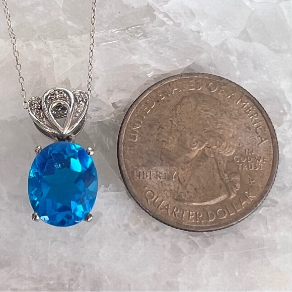 Carribean Quartz Cambodian Zircon Sterling Silver Pendant Necklace - Picture 13 of 13